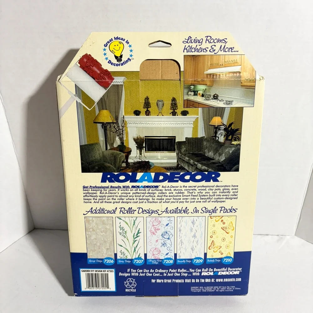 Vintage Garden Ivy Design Pattern Paint Roller Kit 1998 Emson Rola Decor SEALED